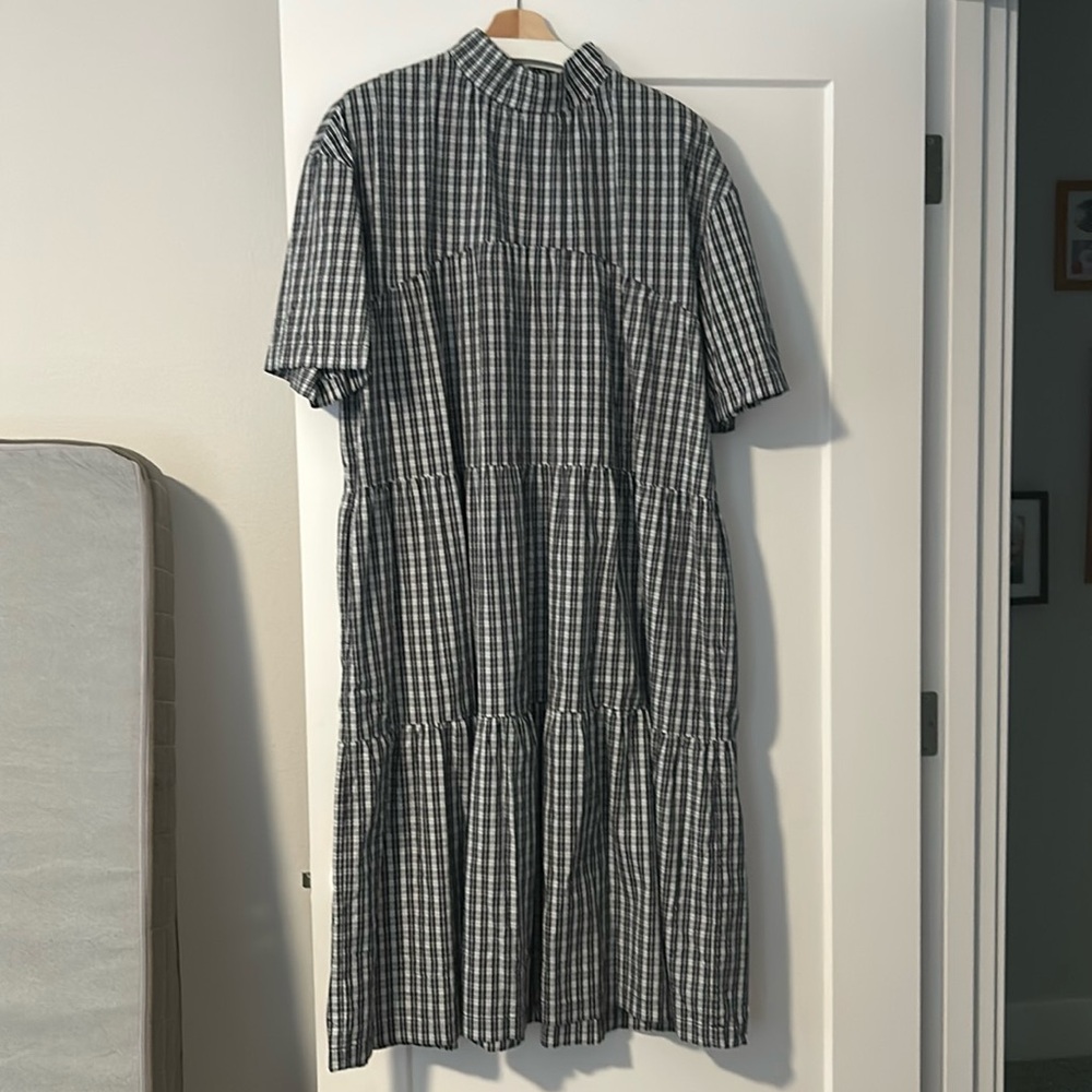 Everlane dress, blue plaid, XL EUC
